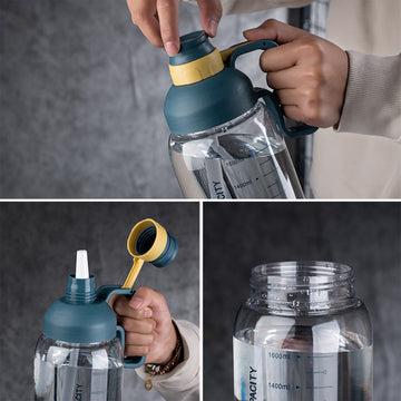 Tasse graduée Grande capacité Tasse de sport d'extérieur Tasse portable Poignée de transport Tasse en plastique Tasse en spirale